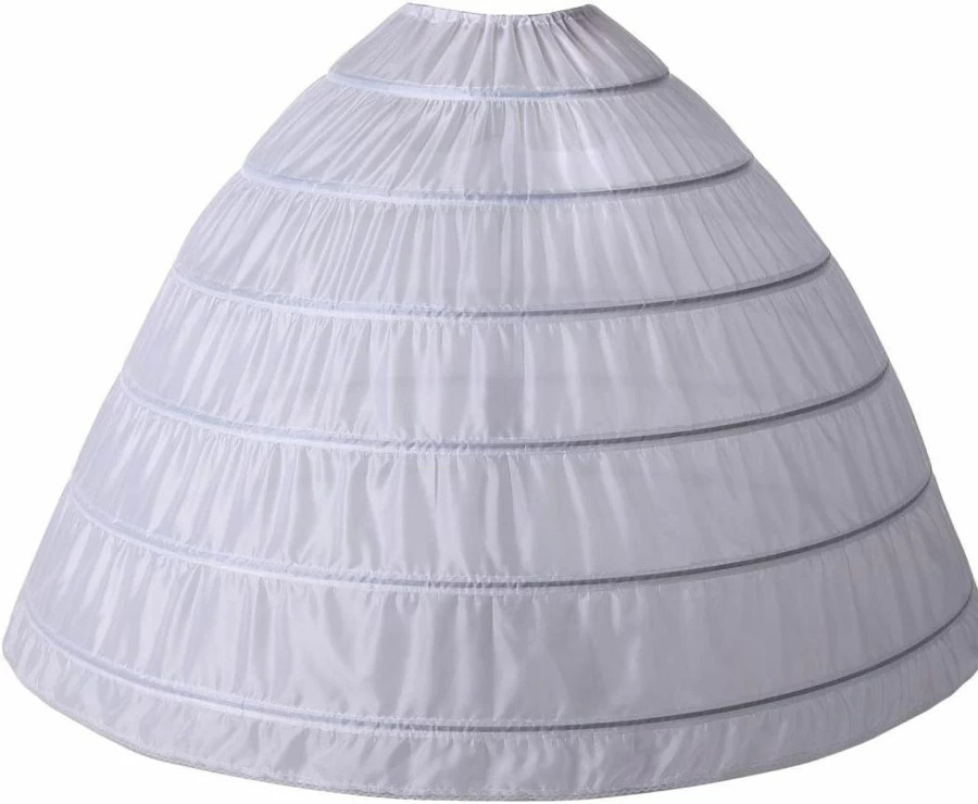 AtSopop Women's A-Line Petticoat Underskirt - 6 Hoop Bridal Crinoline Slip for Wedding Dresses (White, One Size)