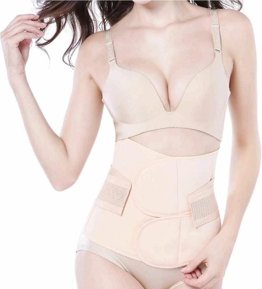 Trendyline Postpartum Belly Band for C-Section Recovery - Abdominal Binder Wrap, Post Surgery Girdle & Tummy Tuck Support - Black Medium Waist Trainer for Women
