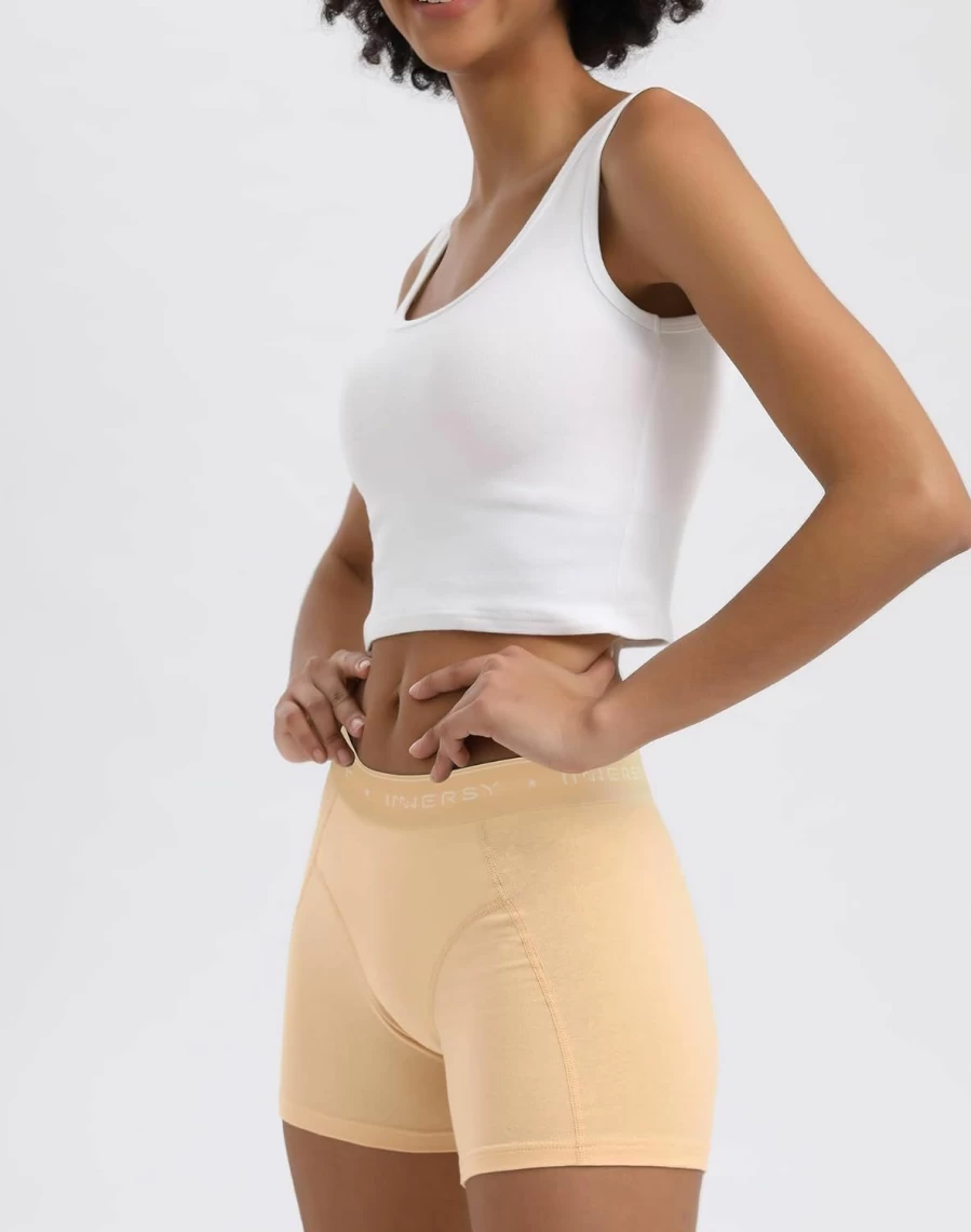INNERSY Women's Cotton Boyshorts Underwear 3-Pack - Soft 4" Inseam Ladies Panties