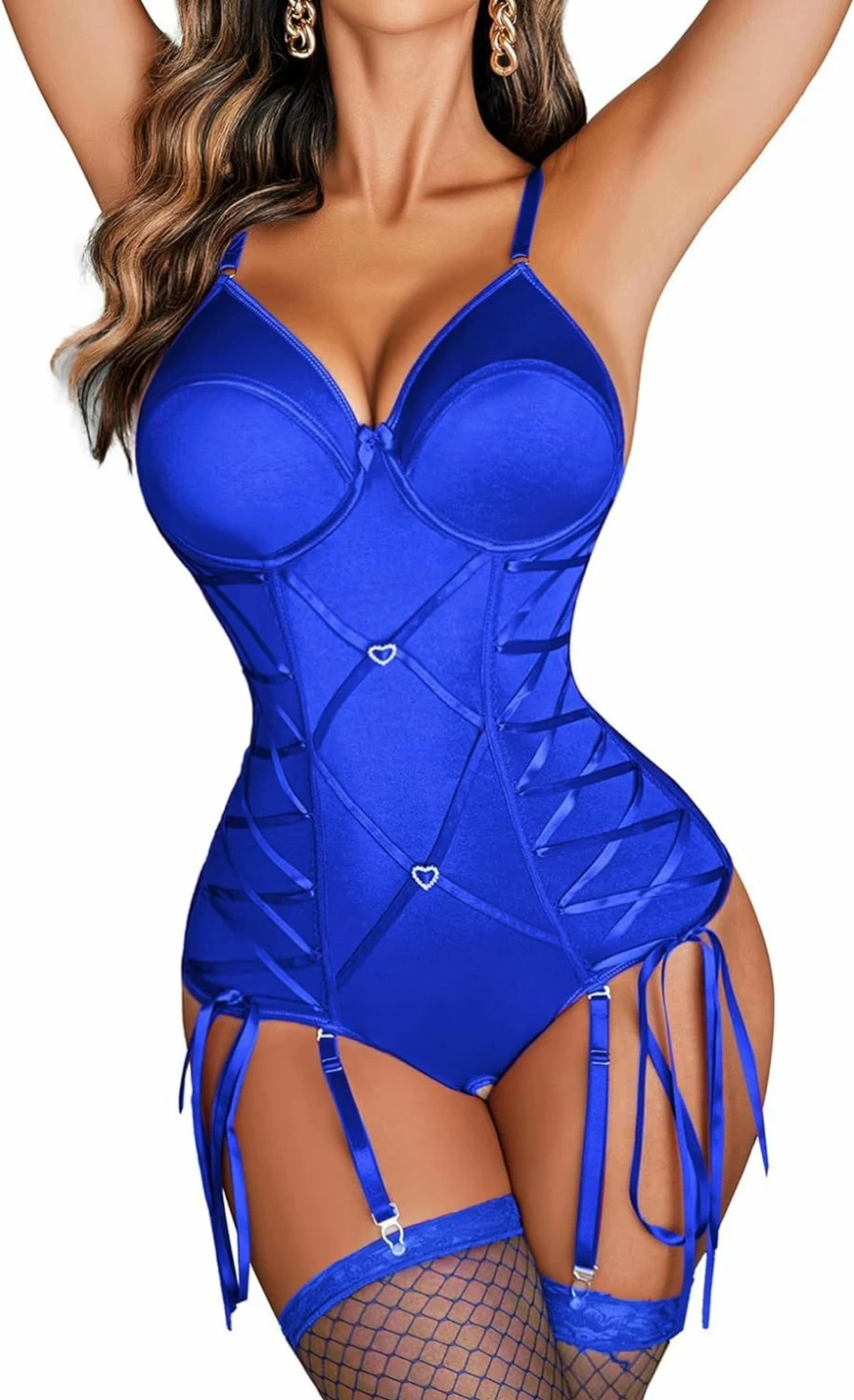 Avidlove Women's Sexy Corset Lingerie Set with Garter & Tummy Control - Boudoir Teddy Bodysuit