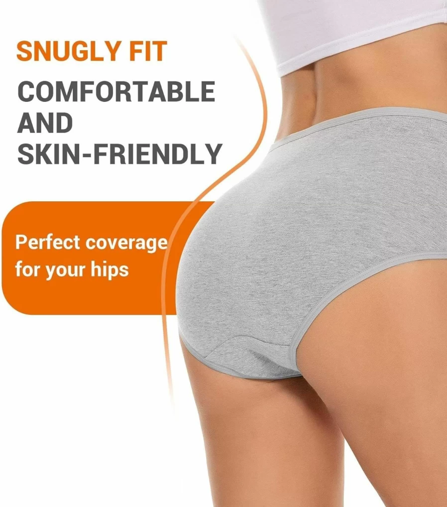 TANSTC Women's Menstrual Underwear for Heavy Flow - Cotton Hipster Period Panties, 3-Pack for Teens and Adults