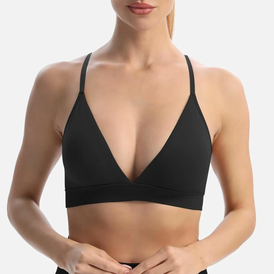 INIBUD Women's Seamless Sports Bra - Racerback Wireless Bralette with Adjustable Straps & Removable Padding
