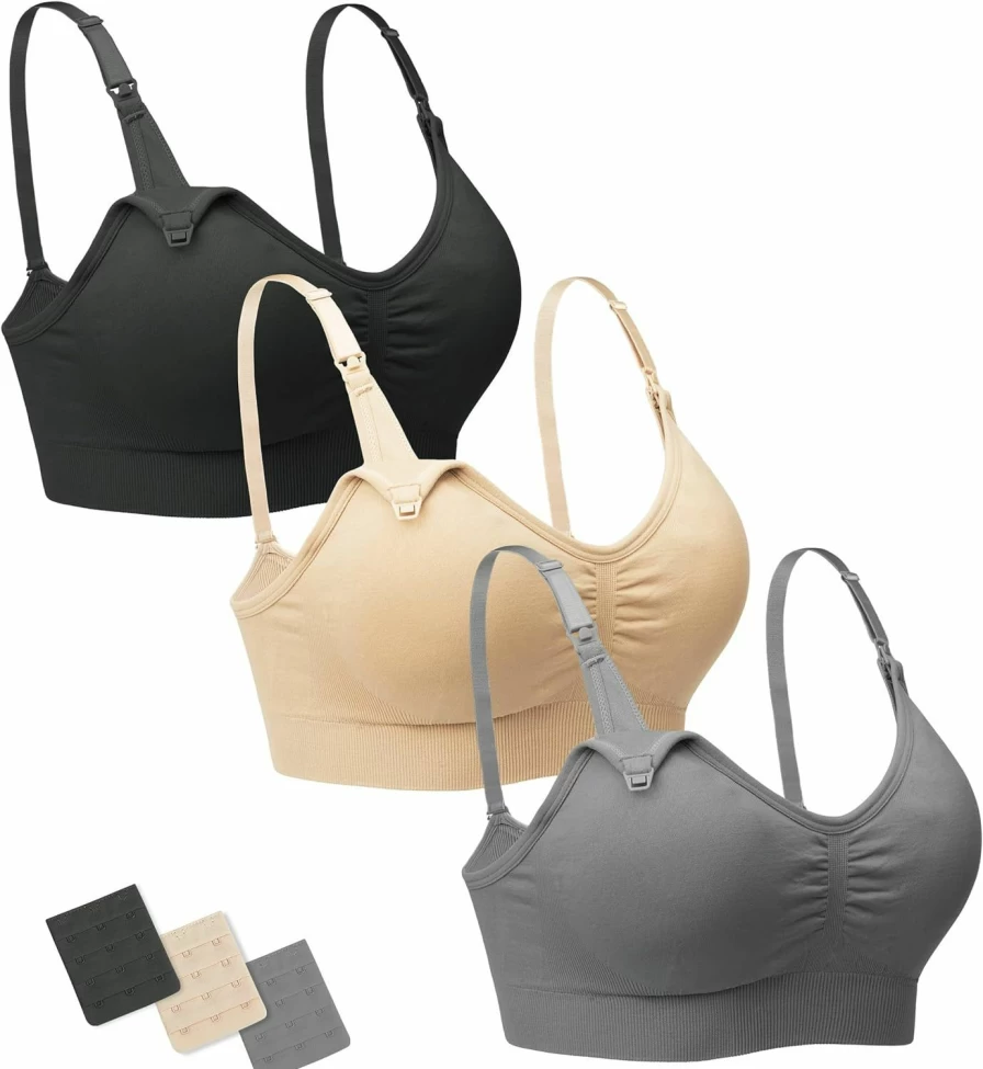 Stelle Wireless Nursing Bra for Breastfeeding & Pregnancy - Comfortable Maternity Bralette with Removable Pads, Extenders, and Clips