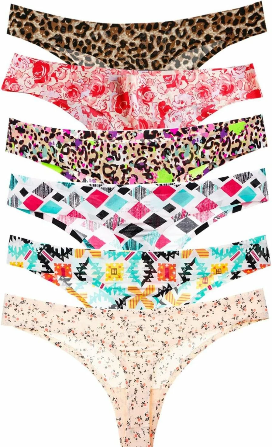 Justgoo Women's Lace G-String Thong Panties Low Rise T-Back Underwear Comfortable Sexy Lingerie