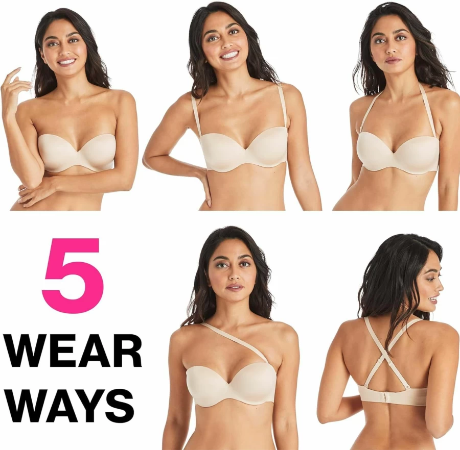 Maidenform Women's Love The Lift Demi Strapless Multiway Bra 09417 - Push Up, Convertible, Wireless Comfort
