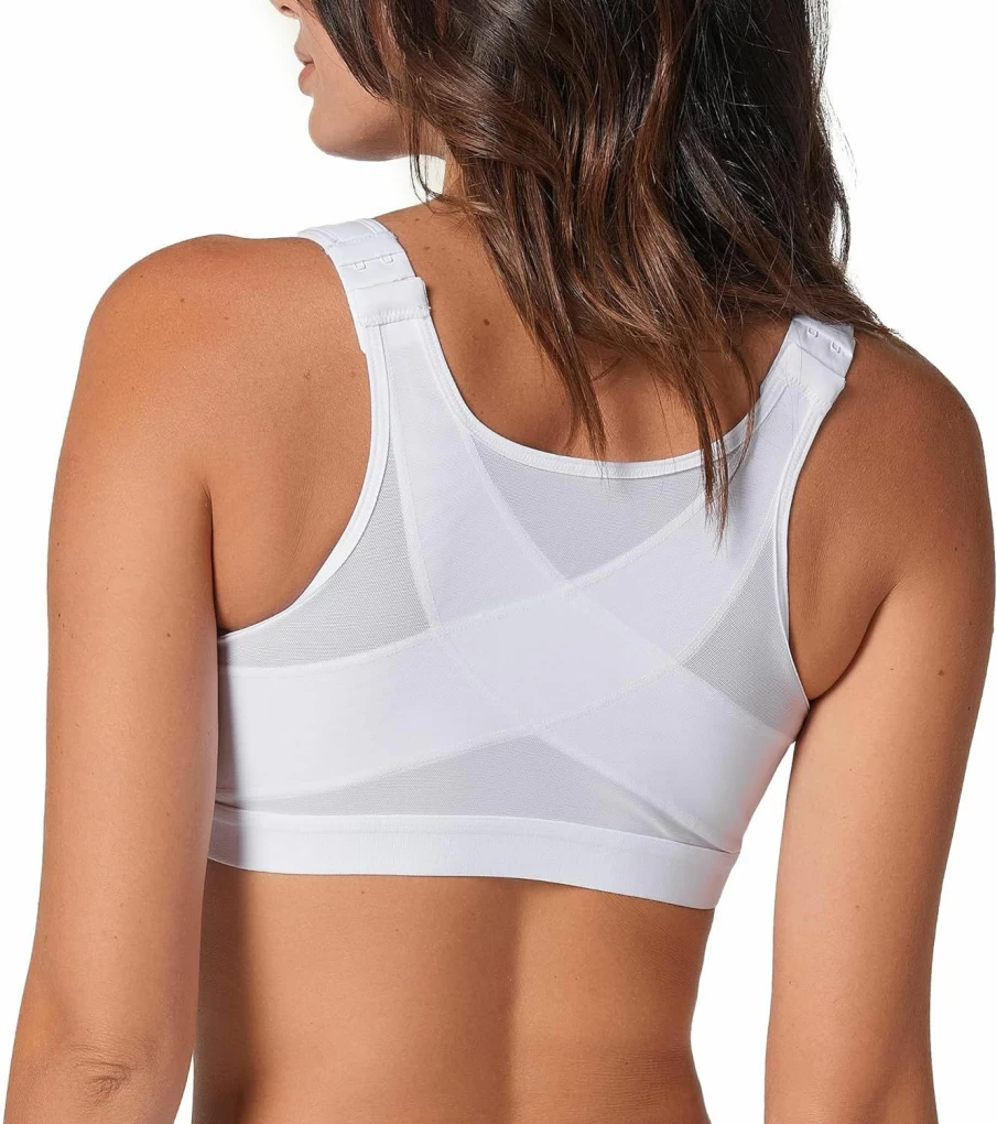 Leonisa Women's Posture Corrector Bra - Wireless Back Support, Comfort Fit, White, Size 34B