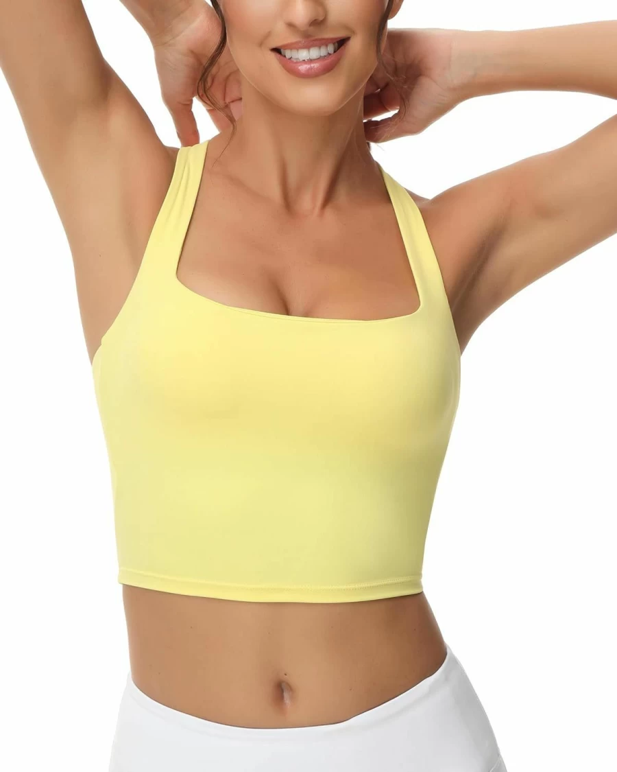 Romansong Criss-Cross Back Sports Bra for Women - Padded Yoga Tank Top with Adjustable Straps