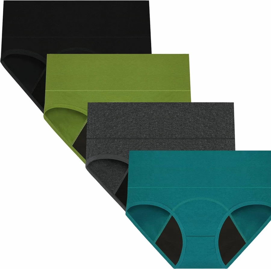 Nalwort Women's Leak Proof Period Underwear | Cotton Menstrual & Postpartum Briefs | Absorbent Protective Panties