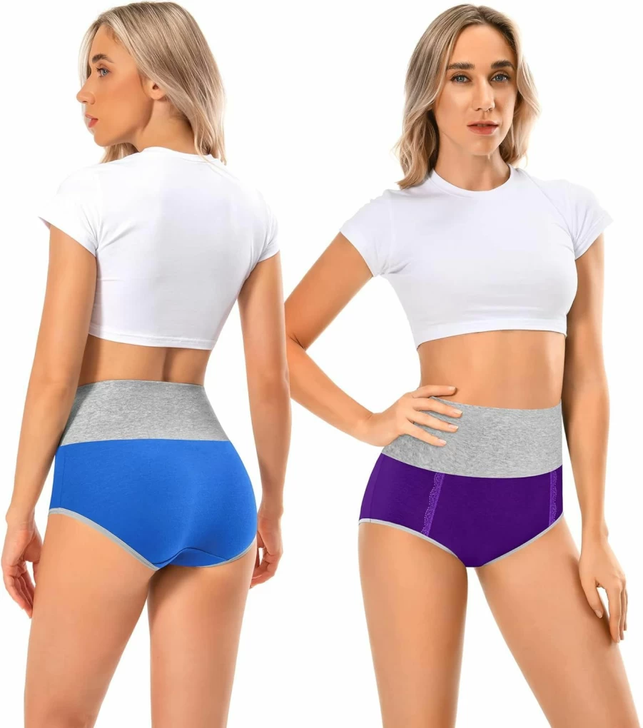 MISSWHO Women's Cotton High Waisted Underwear Multipack - Soft, Stretchable, Breathable Full Coverage Panties