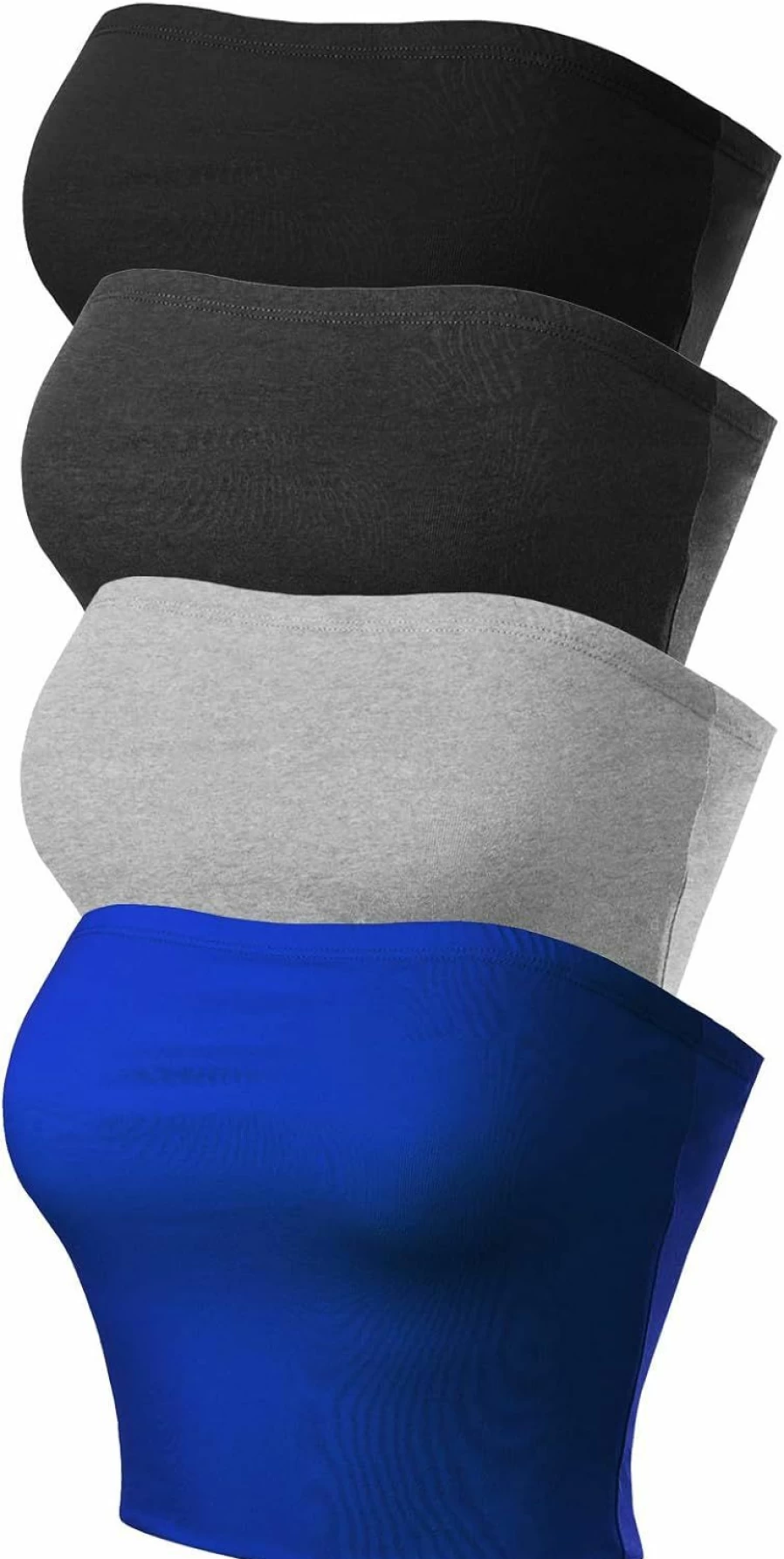 MixMatchy Women's Strapless Tube Tops 3-Pack - Basic Casual Cami Tops for Women