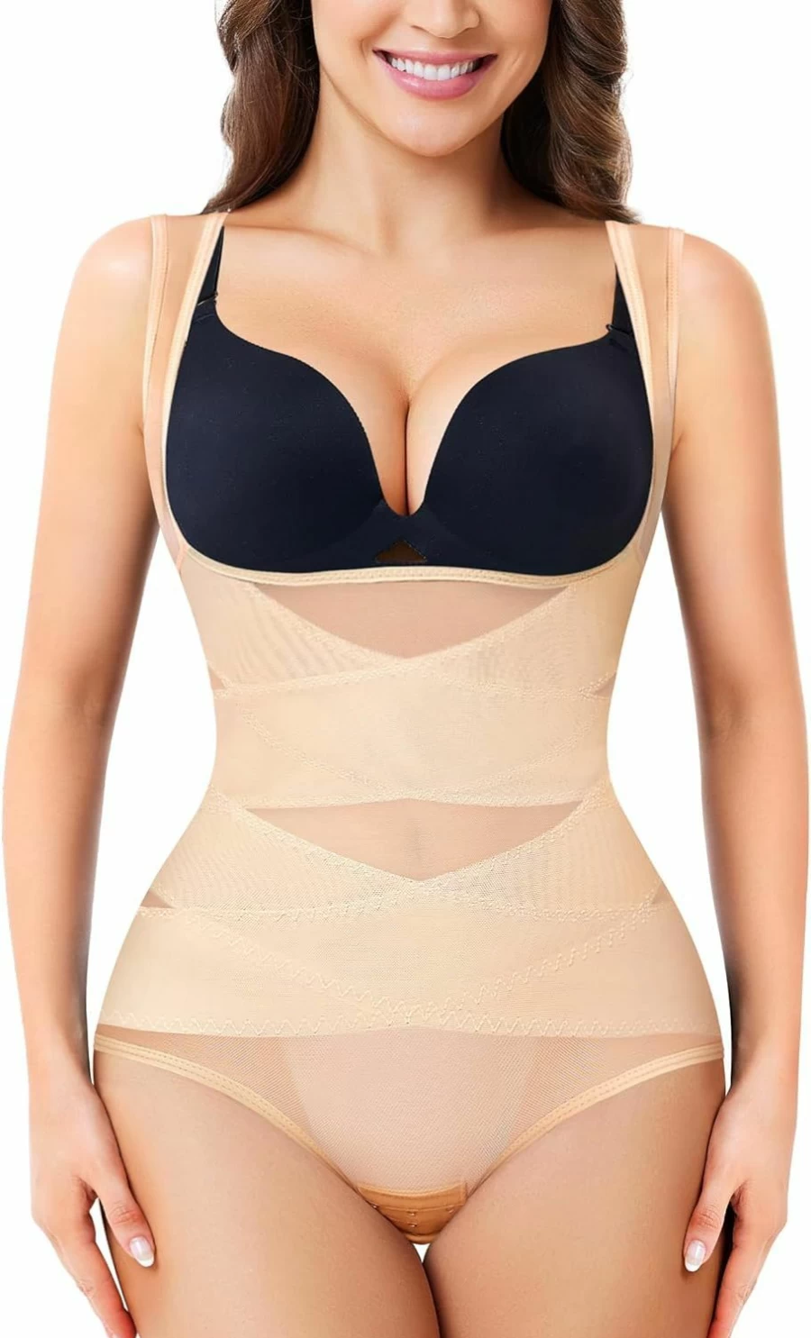 Nebility Plus Size Tummy Control Bodysuit - Seamless Waist Trainer Girdle for Women | Colombian Faja Shapewear