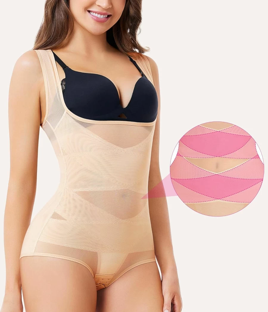 Nebility Plus Size Tummy Control Bodysuit - Seamless Waist Trainer Girdle for Women | Colombian Faja Shapewear