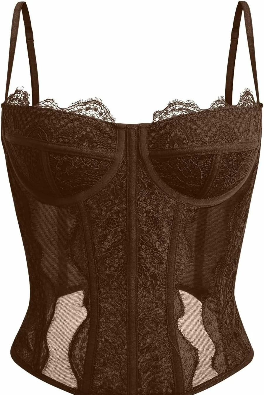 Dealmore Women's Vintage Lace Corset Top Sexy Open Back Spaghetti Strap Party Clubwear