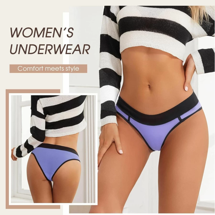 BAJAOEY Women's Cotton Cheeky Bikini Panties 5-Pack - Soft, Breathable Underwear for Ladies