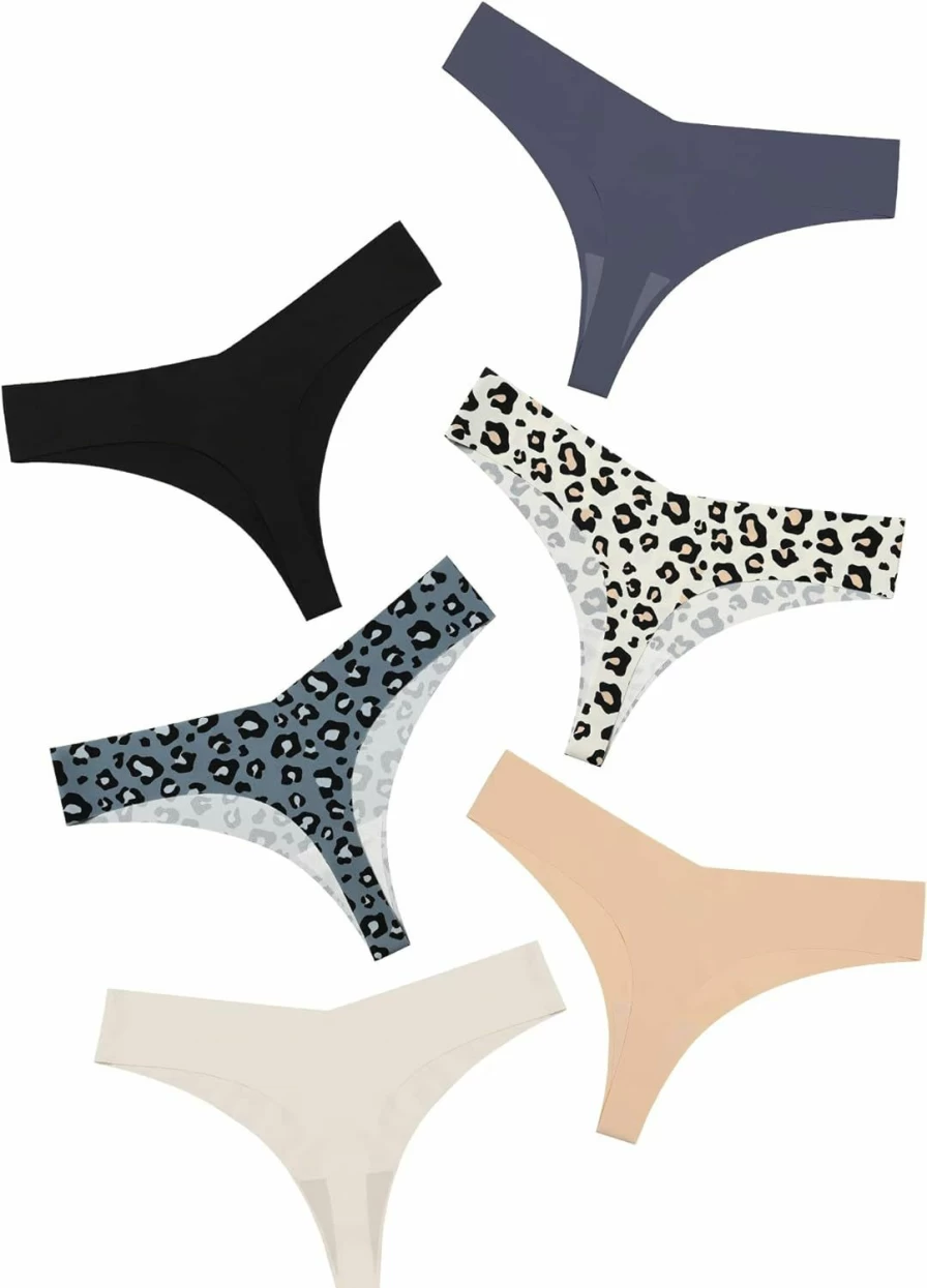 DEANGELMON Women's No Show Seamless Thong Underwear - Comfortable Multipack
