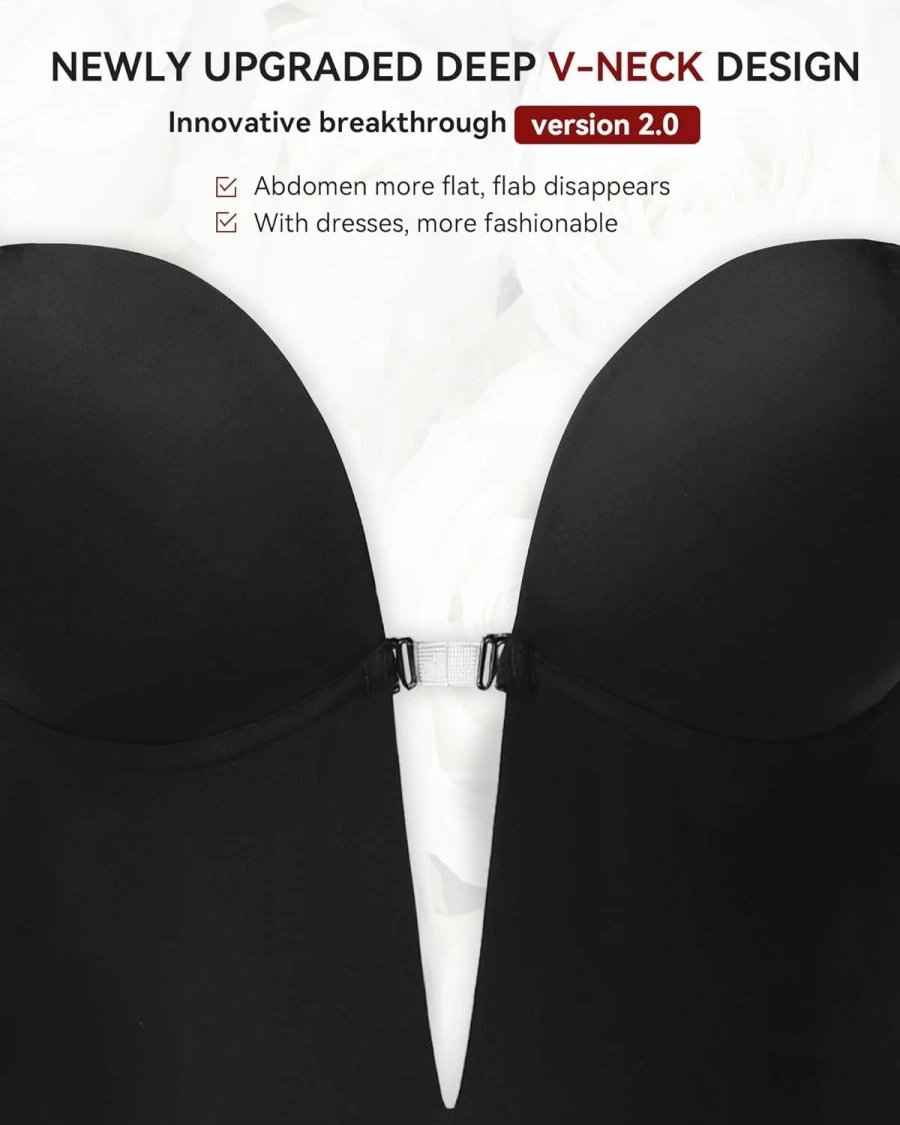 "SHAPESHE Backless Strapless Bodysuit - Seamless Shapewear for Deep V Neck & Low Back Dresses, Wedding & Party Wear"