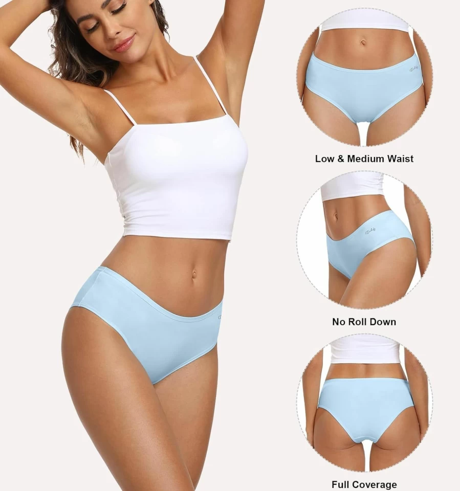Coskefy Women's Cotton Hipster Panties 6-Pack - Soft, Breathable, Low Rise Bikini Underwear for Ladies