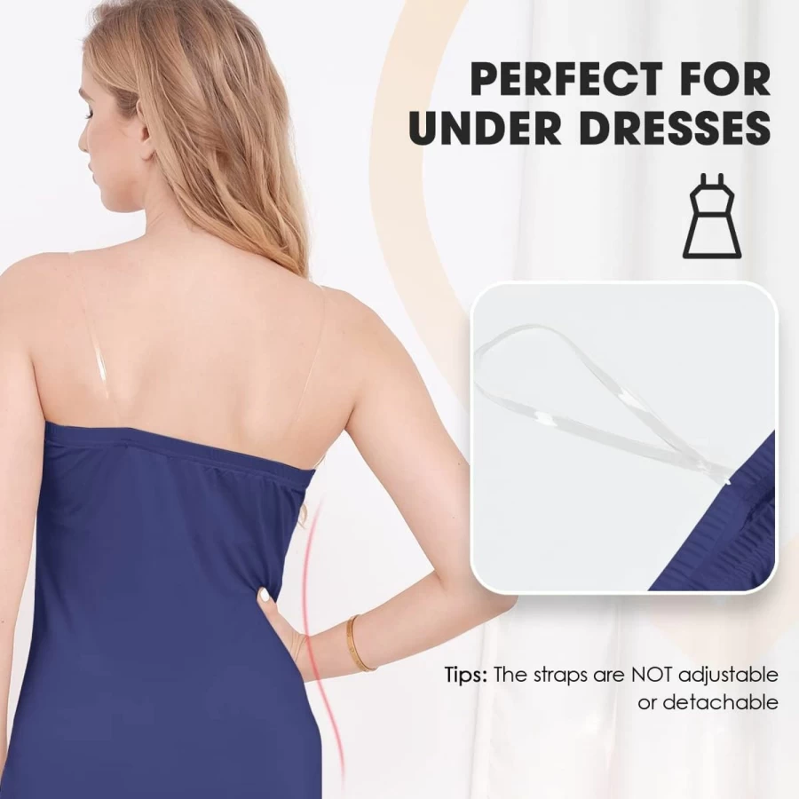 MANCYFIT Women's Sleeveless Tube Top Slip Dress with Invisible Straps - Stretchy Comfort Underdress for Layering