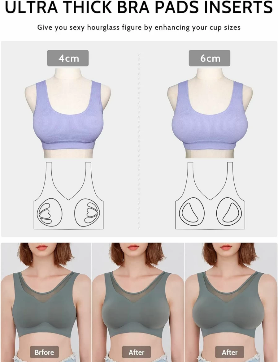 FOOT OF THE TREE Super Thick Push Up Bra Pads - 3 Pairs Removable Breast Enhancers for Maximum Lift & Comfort
