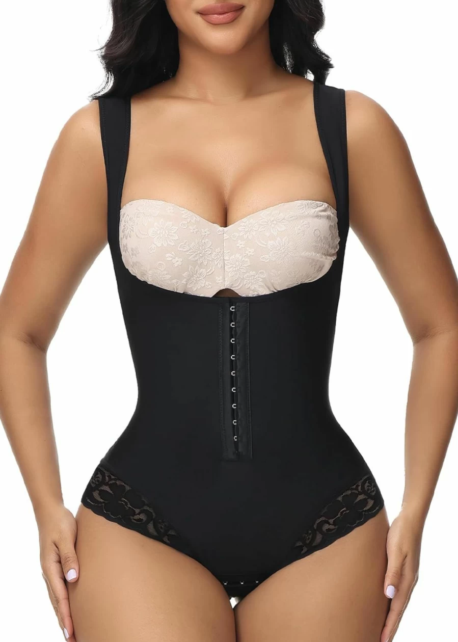 SHAPSHE Women's Tummy Control Shapewear Bodysuit - Open Bust Waist Trainer Girdle, Colombian Fajas Body Shaper Thong