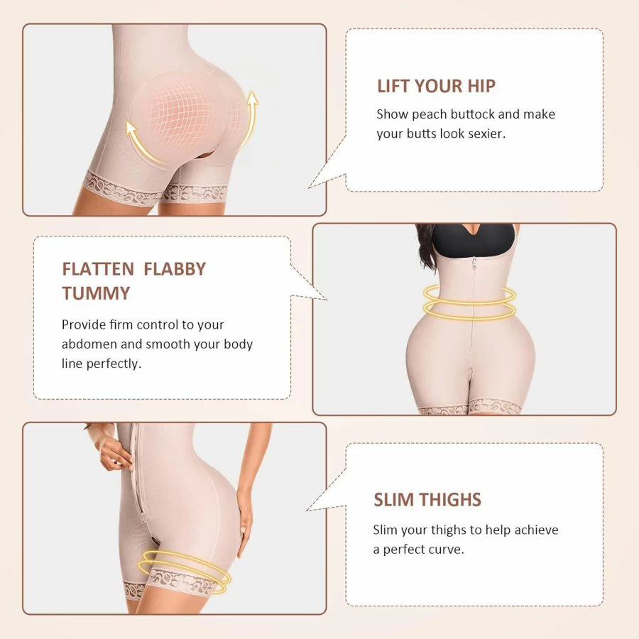 FeelinGirl Plus Size Shapewear for Women - Tummy Control Body Shaper, Butt Lifting & Thigh Slimming Faja Girdle