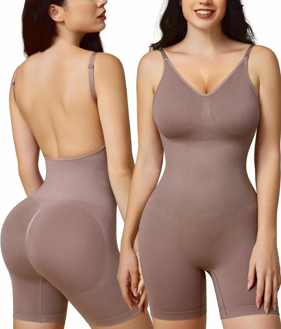 BRABIC Women's Seamless Backless Bodysuit - Tummy Control Shapewear, Sleeveless Jumpsuit Tank Top for Full Body Shaping