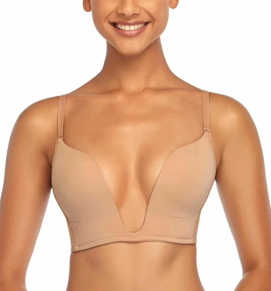 DotVol Women's Convertible Push Up Bra - Deep Plunge, Low Cut, Seamless & Wireless Comfort