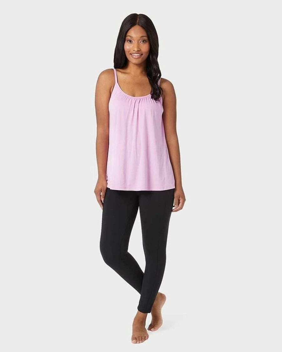 32 DEGREES Women's Cool Flowy Bra Cami with Built-In Cups - Relaxed Fit Adjustable Spaghetti Straps Lightweight Comfortable Camisole