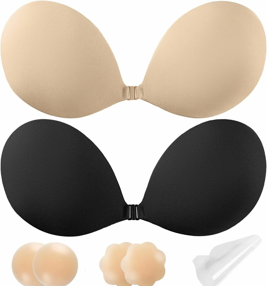 DOFOWORK Sticky Bra - Reusable Strapless Backless Adhesive Bra for Women, Push Up Sticky Bra for Backless Dresses, Comfortable & Secure Invisible Support