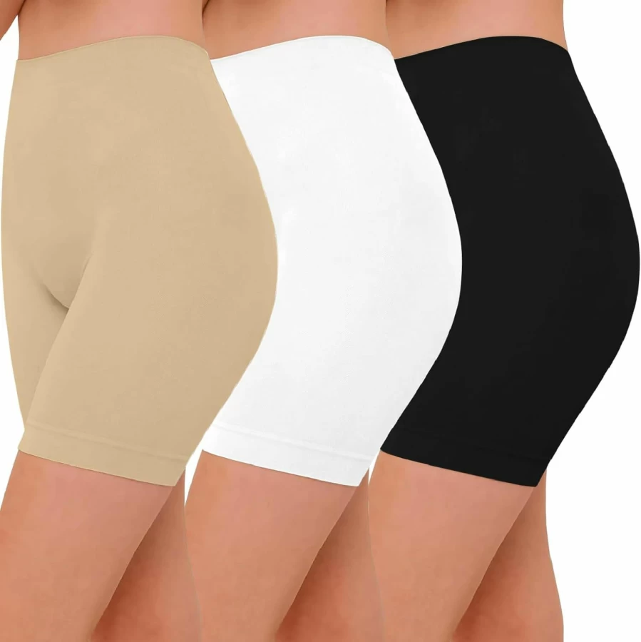 ZENUTA Women's Anti-Chafing Shorts 2-3 Pack, Seamless Under Dress Slip Shorts, Yoga Workout Spandex Bike Shorts for Comfort & Support