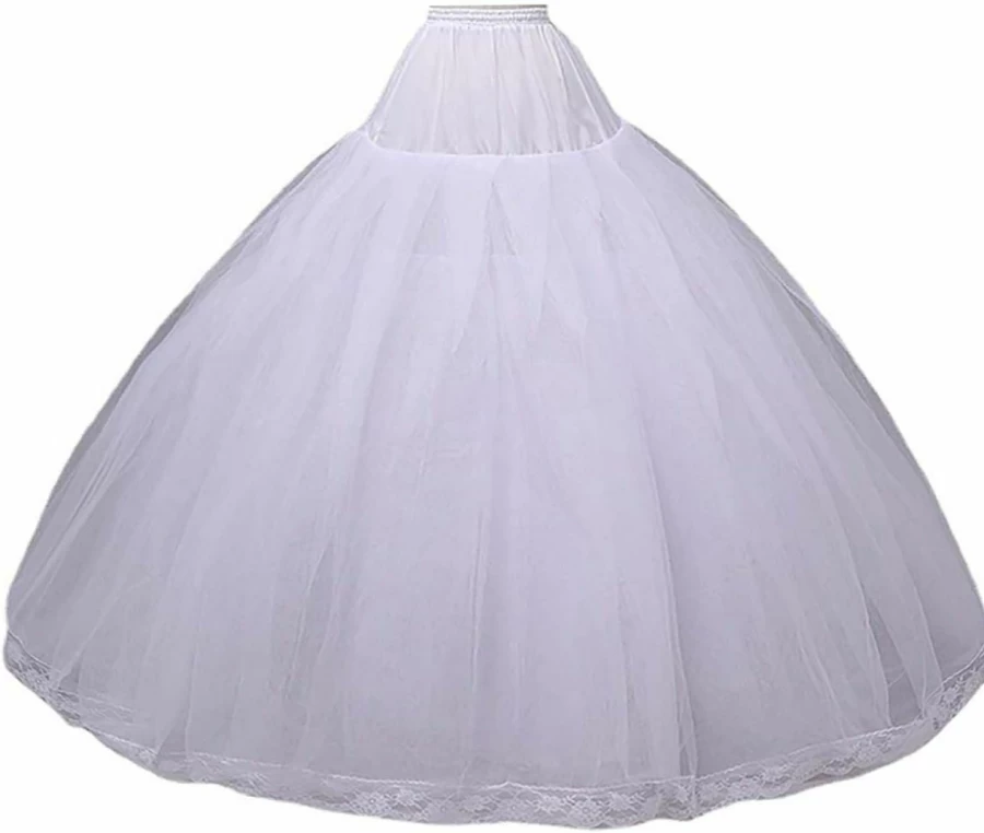 LZZTU 8-Layer Tulle Petticoat Underskirt for Wedding Dresses - Hoopless A-Line Floor-Length Bridal Crinoline