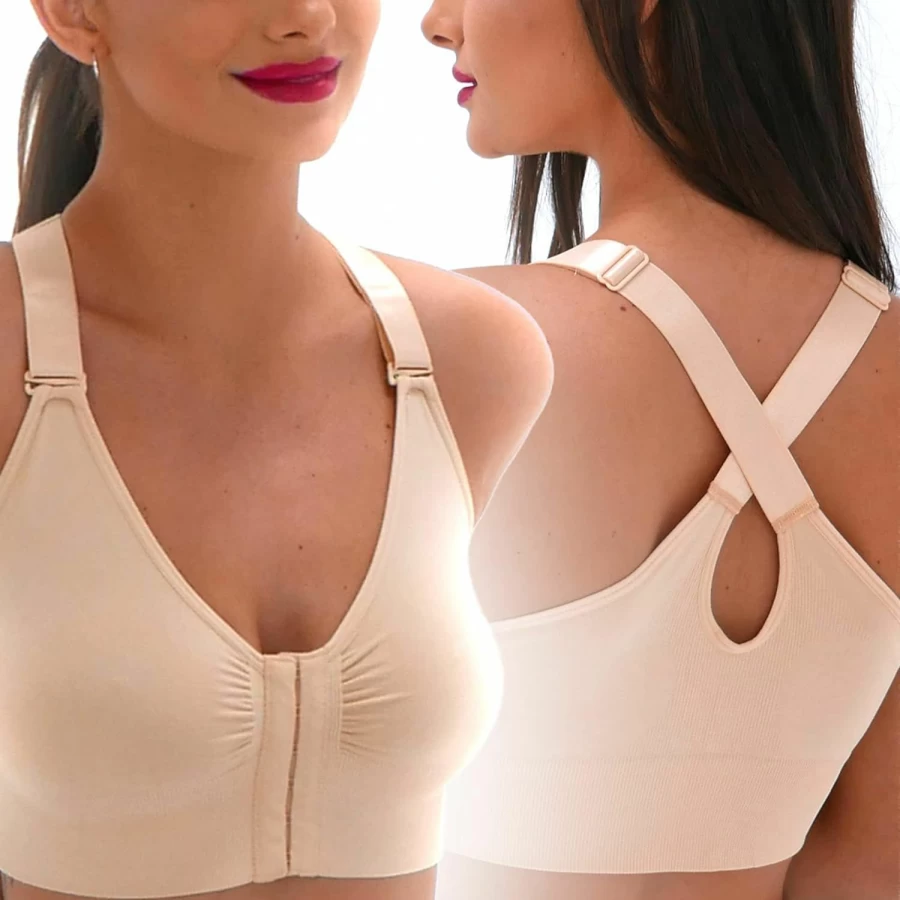 RXBRA Post Surgery Bra for Women - Front Closure, Adjustable Straps, Breast Augmentation & Mastectomy Recovery Support