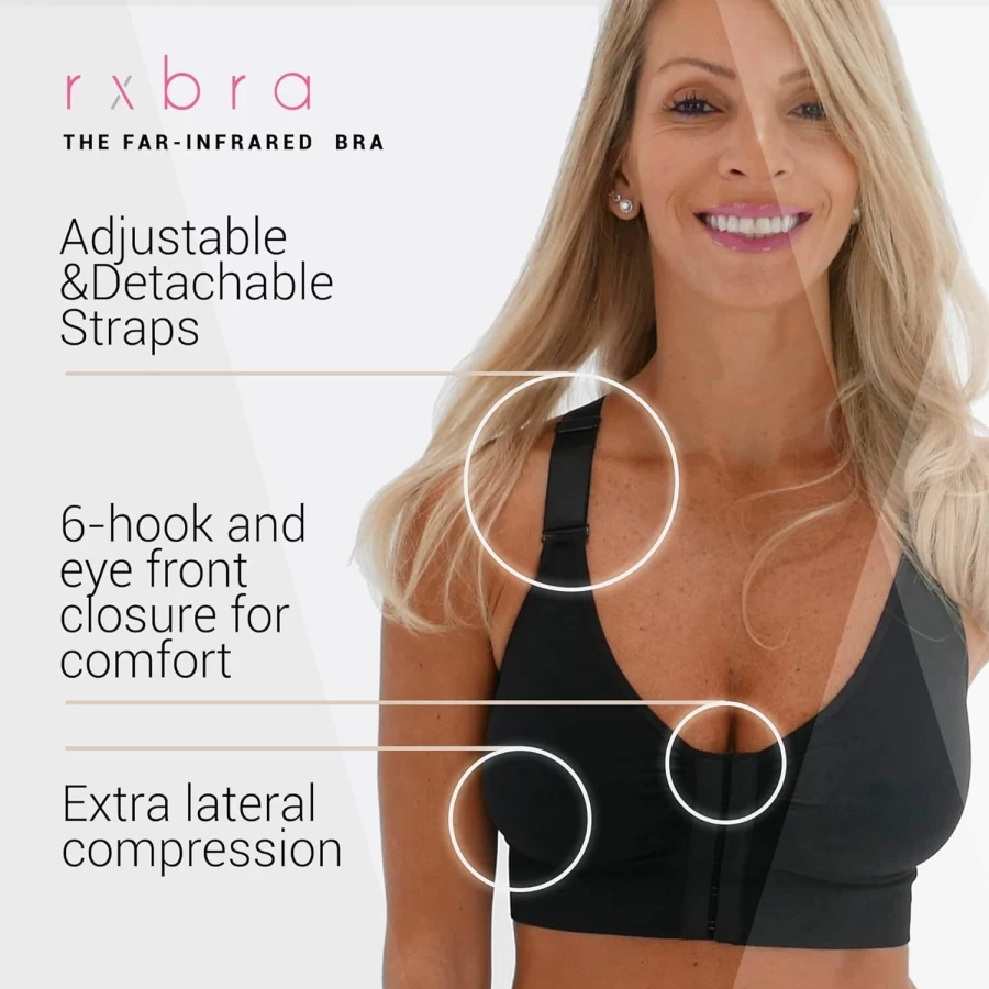 RXBRA Post Surgery Bra for Women - Front Closure, Adjustable Straps, Breast Augmentation & Mastectomy Recovery Support
