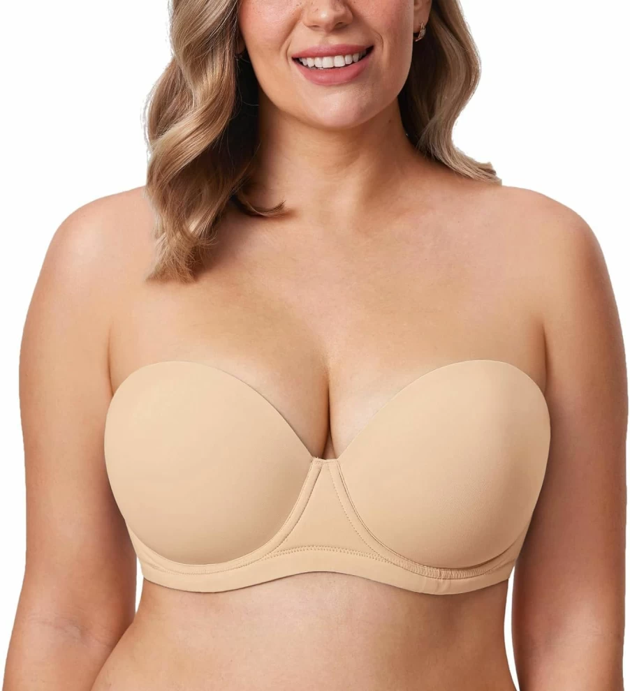 DELIMIRA Plus Size Women's Multiway Strapless Bra - Full Coverage Underwire Contour Support