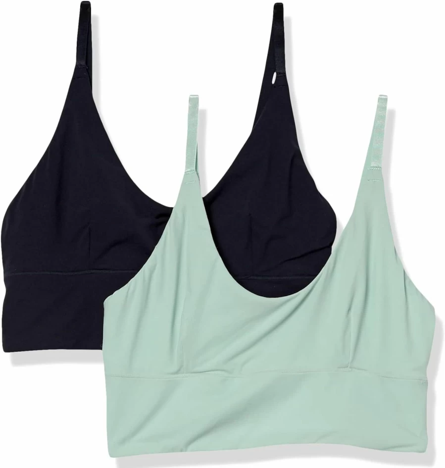 Amazon Essentials Women's 2-Pack Longline Bralette - Soft All-Way Stretch Wireless Comfort Bra