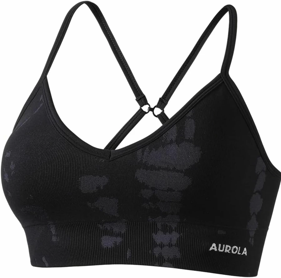 AUROLA Women's Seamless Sports Bra - Padded Strappy Yoga Top for Workout & Gym
