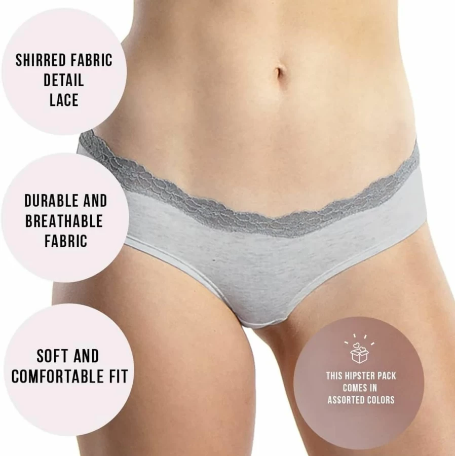 Emprella Women's 6-Pack Seamless Cotton Hipster Panties - No Show Cheeky Underwear