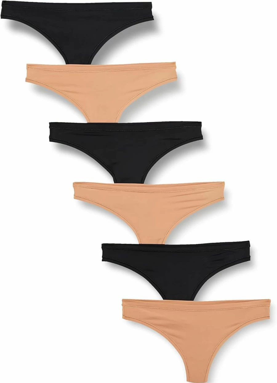 Amazon Essentials Women's Plus Size Thong Underwear 6-Pack, Soft Comfort Fit Multipack