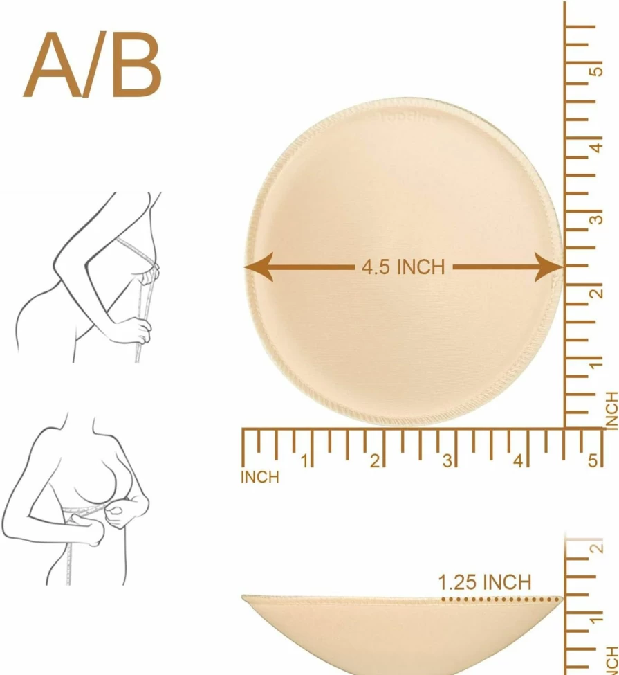 URSMART Removable Washable Round Bra Pads for Bikini, Swimsuit, and Sports Bras – Comfortable & Reusable Inserts