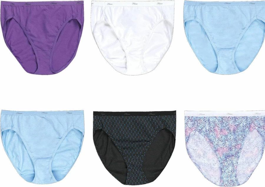 Hanes Women's 6-Pack High-Cut Cotton Briefs Underwear - Soft Comfortable Breathable Panties (Assorted Colors)