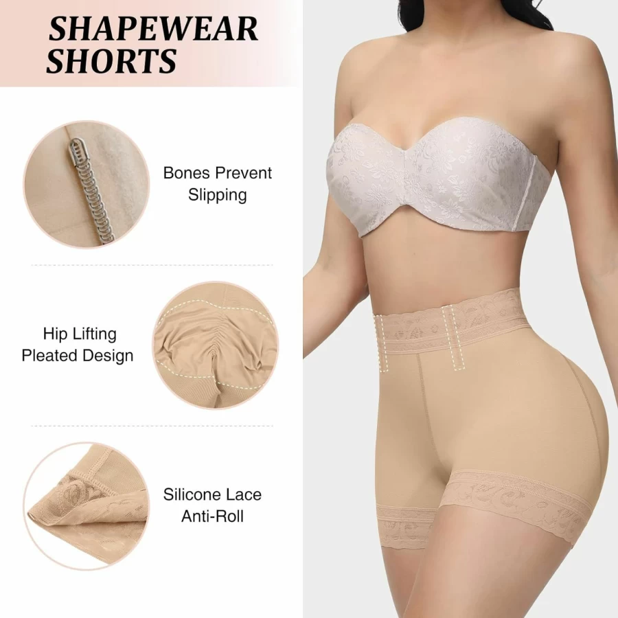 SHAPSHE Butt Lifting Shapewear Shorts for Women - Tummy Control, Seamless Thigh Slimming Compression Underwear