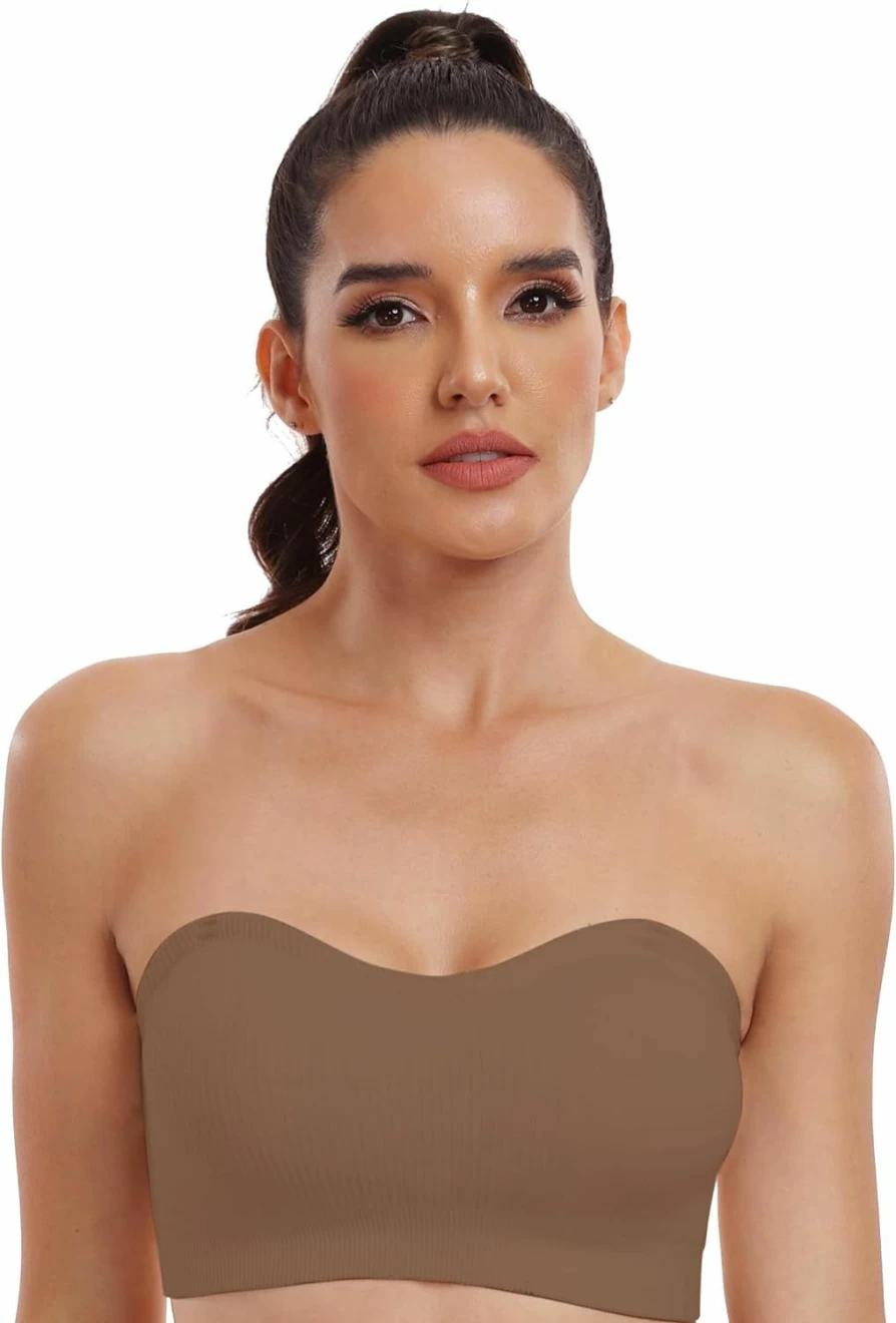 OBICUM Strapless Bandeau Bra for Women - Comfortable Non-Slip Silicone Tube Top, Seamless Wireless Invisible Bra