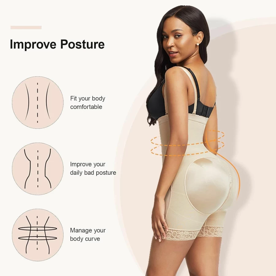 FeelinGirl Women's Tummy Control Shapewear with Side Zipper - Open Bust Body Shaper for Daily Wear