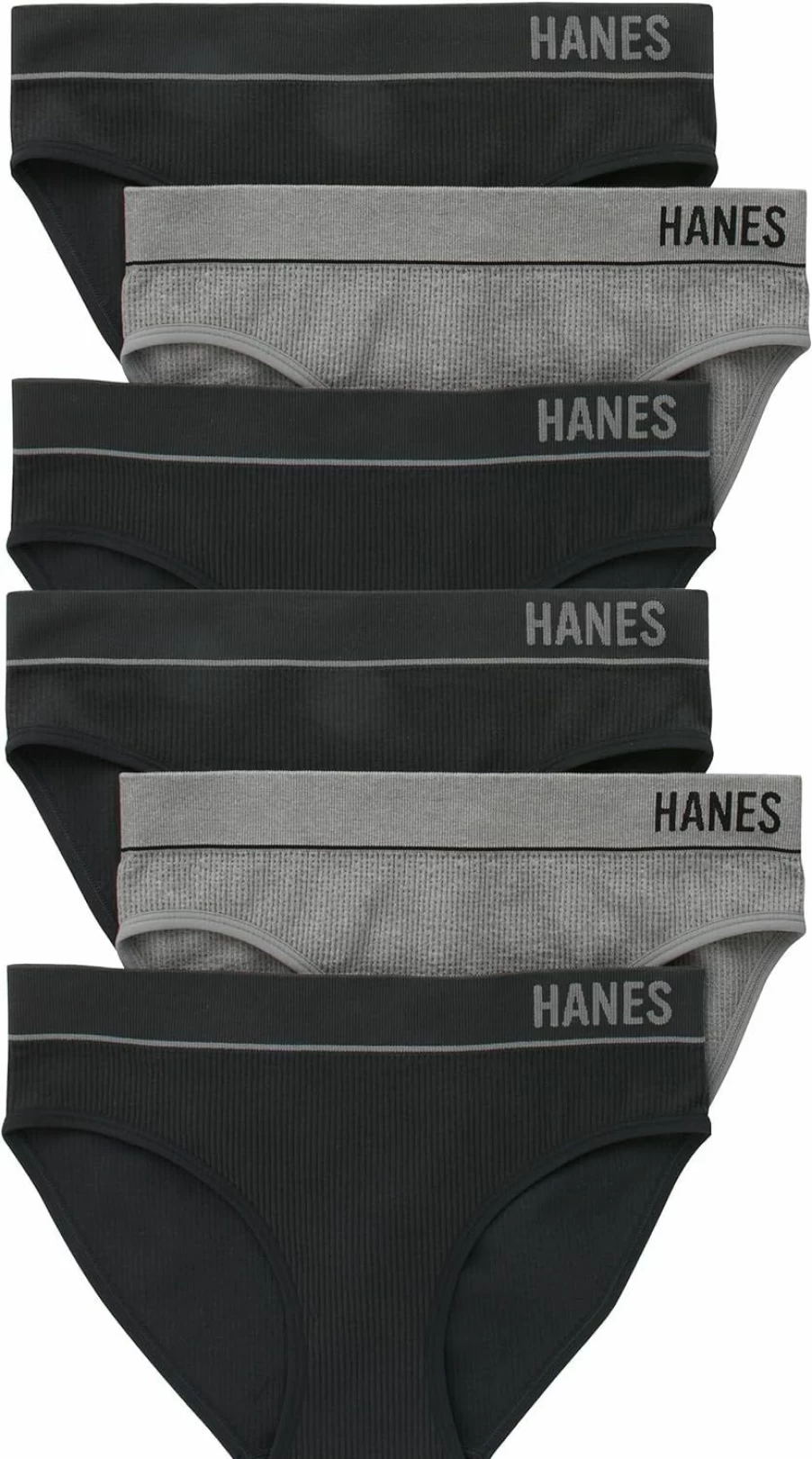 Hanes Women's Seamless Stretch Rib Bikini Panties 6-Pack - Assorted Colors, Comfortable Cotton Underwear