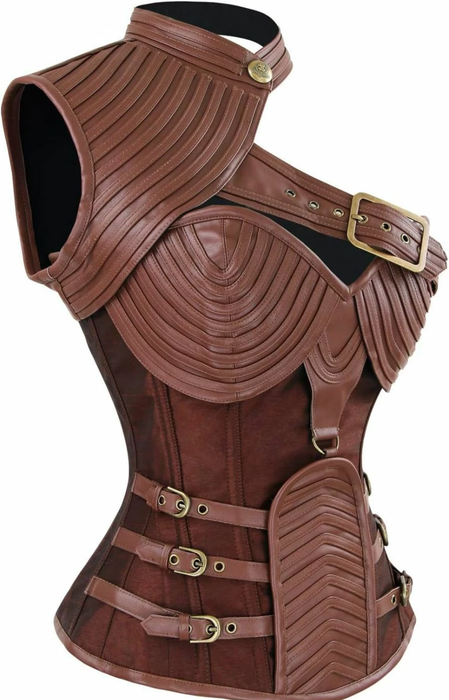 Charmian Steampunk Gothic Corset for Women - Steel Boned Bustier with Front Zipper, Victorian Waist Trainer