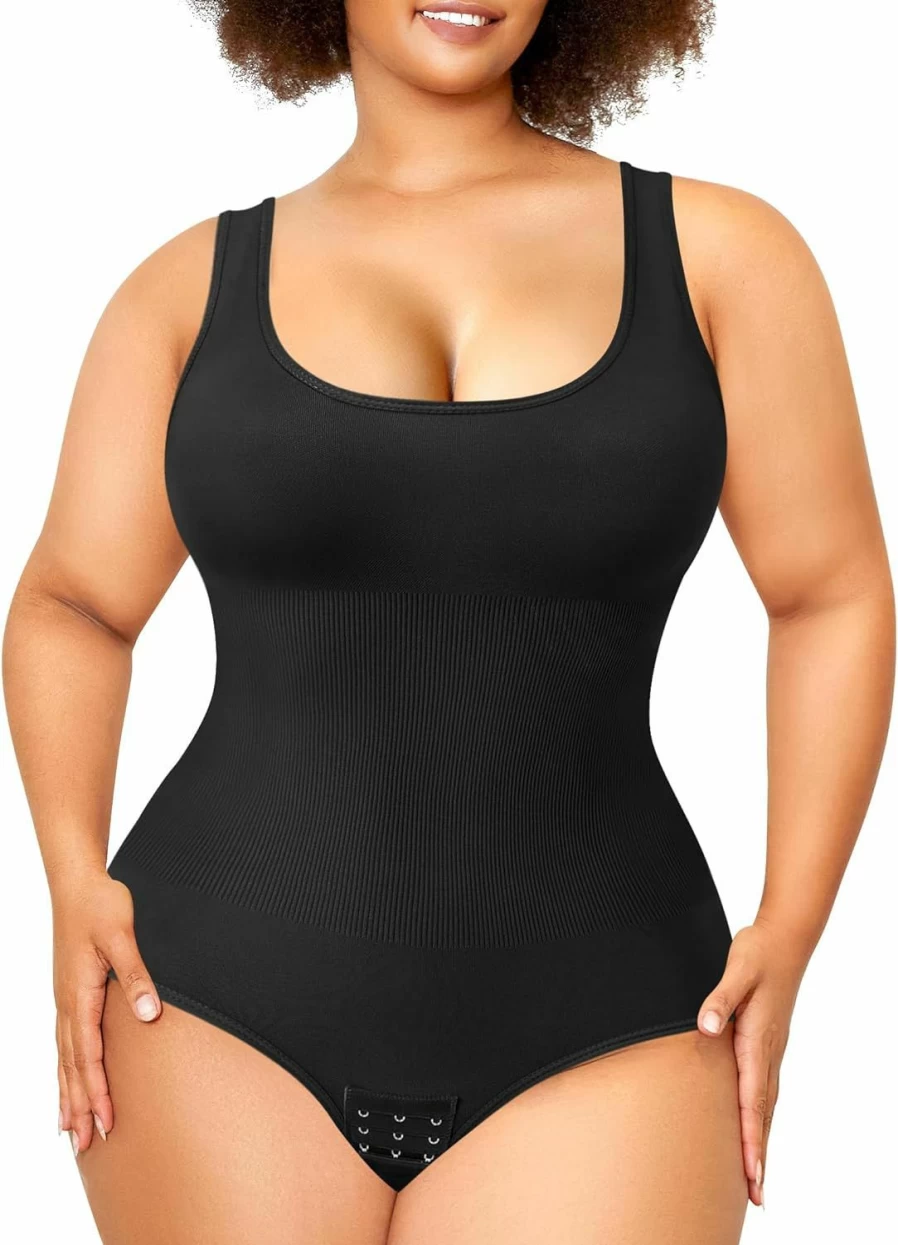 Nebility Women's Plus Size Seamless Bodysuit Shapewear - Tummy Control Sleeveless Body Shaper for Going Out & Everyday Wear
