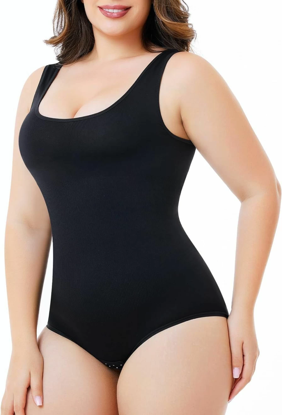 Nebility Women's Plus Size Seamless Bodysuit Shapewear - Tummy Control Sleeveless Body Shaper for Going Out & Everyday Wear
