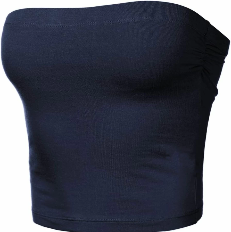 HATOPANTS Women's Strapless Cotton Cami Top - Sexy Casual Solid Tube Crop Tops for Women