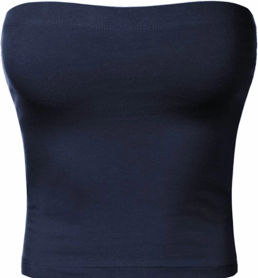 HATOPANTS Women's Strapless Cotton Cami Top - Sexy Casual Solid Tube Crop Tops for Women