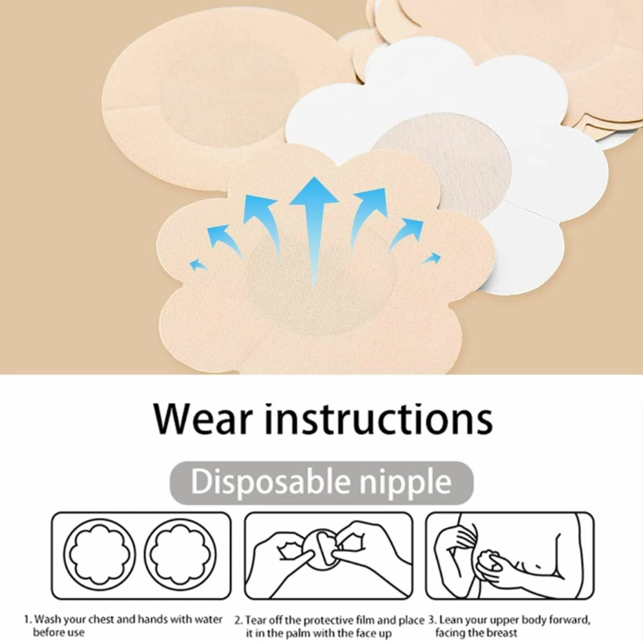 JamiPtoc 40-Pack Disposable Nipple Covers, Breathable Adhesive Pasties for Women, Reusable Breast Petals for Comfort and Coverage
